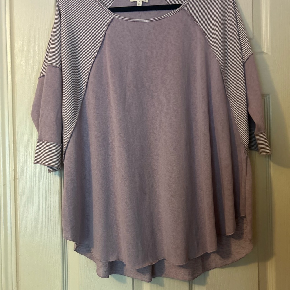 Easel Purple Striped Tunic Top